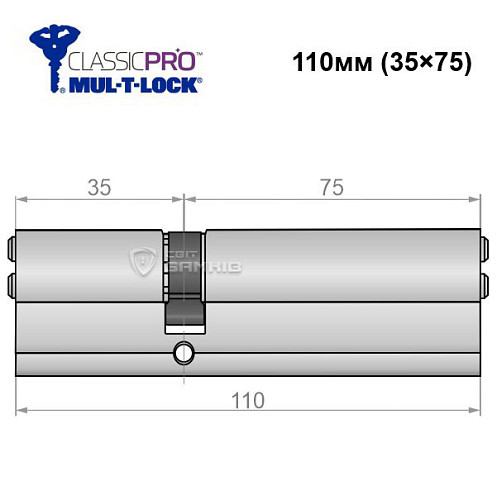 Цилиндр MUL-T-LOCK MTL400/Classic Pro MOD 110 (35*75) (модульный) никель сатин - Фото №5