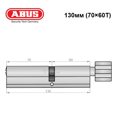 Циліндр ABUS X12R 130T (70*60T) нікель сатин - Фото №6