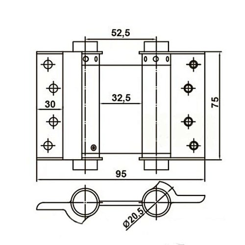 Петля барная MERT 29 75x95 мм (пара) латунь - Фото №3