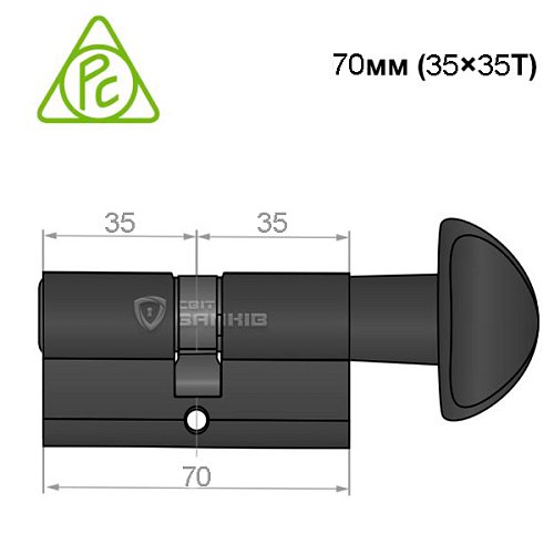 Циліндр CORTELLEZZI PRIMO 117 SQ 70T (35*35T) чорний - Фото №4