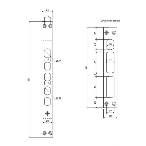 Механизм замка APECS T-05 (BS60*85мм) CR хром - Фото №4