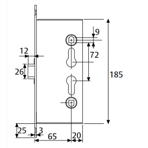 Механізм замка антипаніка TESA CF6I (BS65*72мм) для активної стулки з відчиненням всередину - Фото №5