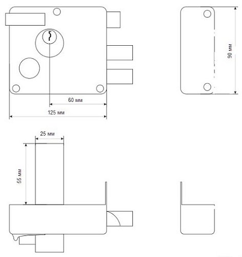 Замок накладной APECS 0098 C-S (BS60мм) 5 ключей - Фото №2