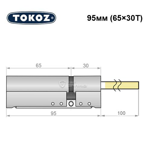 Циліндр TOKOZ Pro300 95T (65*30T) зі штоком нікель матовий - Фото №8