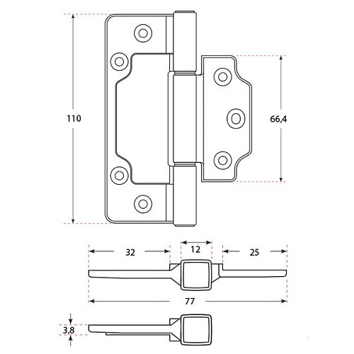 Петля  ALDEGHI LUIGI 144BO032Q 110*77 мм BO белый - Фото №6