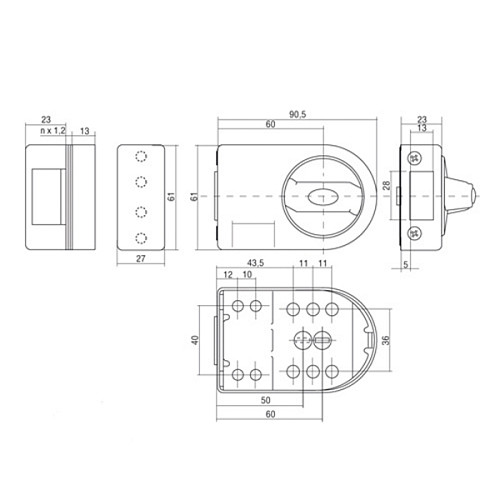 Замок накладний GERDA ZN100 (BS50-60мм) коричневий 3 ключа - Фото №4