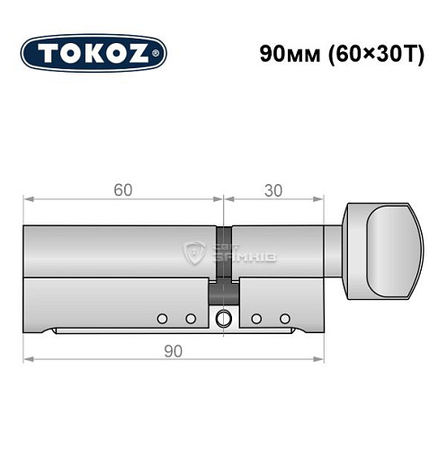 Циліндр TOKOZ Pro300 90T (60*30T) нікель матовий - Фото №5