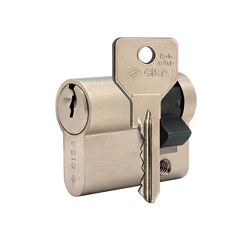 Циліндр половинка CISA C2000 53 (43*10) нікель матовий 3 ключі - Фото №1
