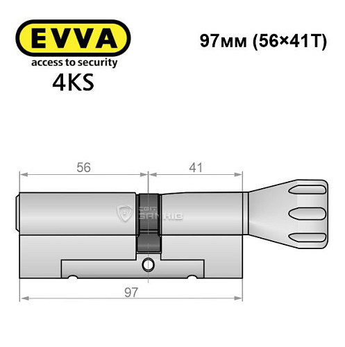 Цилиндр EVVA 4KS 97T (56*41T) никель сатин 3 ключа - Фото №8