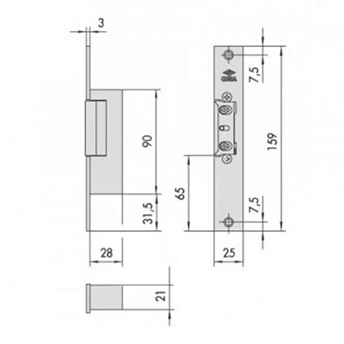 Електрозащіпка CISA 15005 НЗ-AЕ (без живлення замкнена) золото - Фото №3