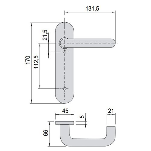 Ручка противопожарная на планке CISA 07076.25 для врезной антипаники нажимная односторонняя глухая - Фото №5