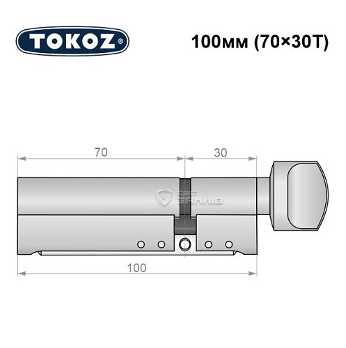 Цилиндр TOKOZ Pro300 100T (70*30T) никель матовый - Фото №5