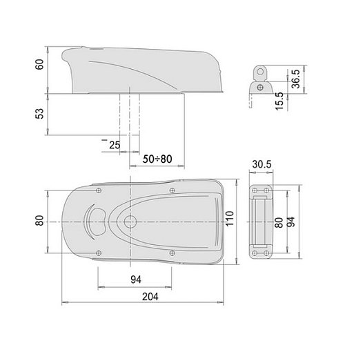 Електромеханічний замок CISA Elettrika 1A721 накладний (BS50/60/70/80мм) відкривання всередину - Фото №8