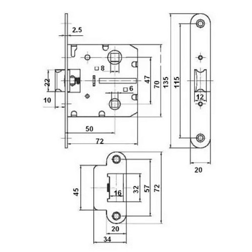 Комплект замка RDA Uno WC 258 (BS50*47мм) хром матовый - Фото №5