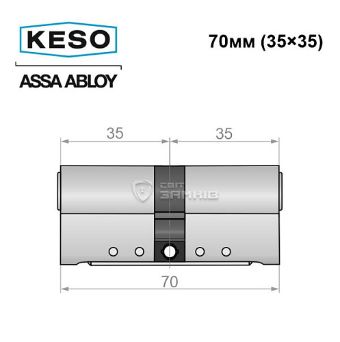 Цилиндр KESO 8000 70 (35*35) никель сатин 3 ключа - Фото №8