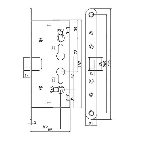 Комплект антипаніки врізний SANTOS 1300LS для евакуаційного виходу чорний/червоний - Фото №9