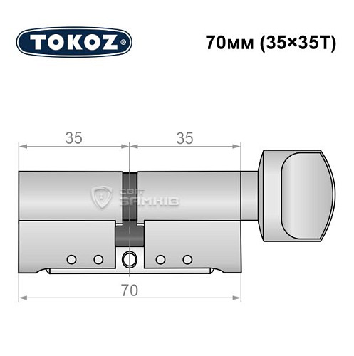 Циліндр TOKOZ Pro300 70T (35*35T) нікель матовий - Фото №6