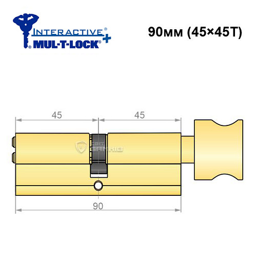 Циліндр MUL-T-LOCK MTL600/Interactive+ 90T (45*45T) латунь - Фото №6