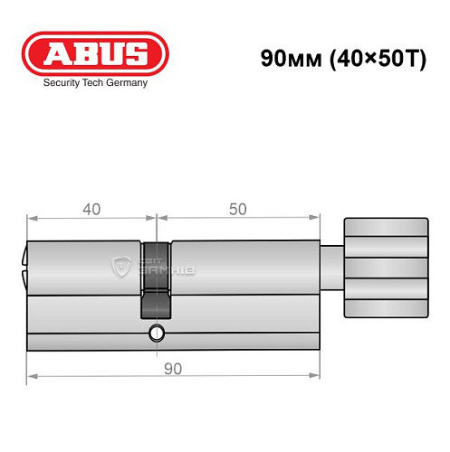 Цилиндр ABUS X12R 90T (40*50T) никель сатин - Фото №6