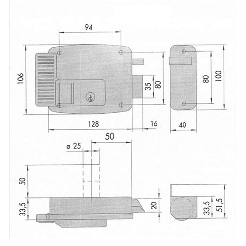 Электромеханический замок CISA 11630.50.3 накладной (BS50мм) открывание наружу правый Тип 3 - Фото №2