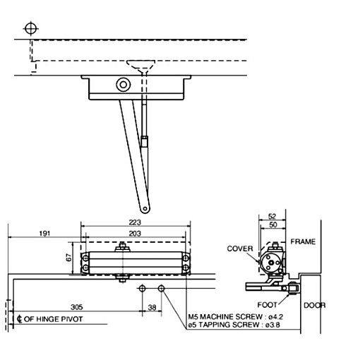 Дотягувач RYOBI DS-1554 STD HO з фіксацією до 80кг Сірий Антрацит - Фото №11