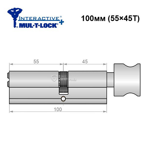 Циліндр MUL-T-LOCK MTL600/Interactive+ 100T(55*45T) нікель сатин - Фото №6