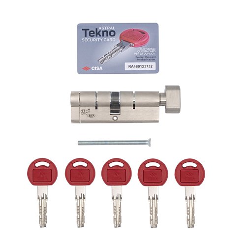Цилиндр CISA Astral Tekno PRO 80T (35*45T) никель матовый 5 ключей - Фото №10