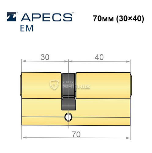 Цилиндр APECS EM 70 (30*40) латунь матовая - Фото №4