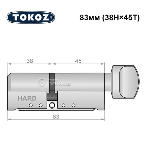 Циліндр TOKOZ Pro400 83T (38H*45T) (H - гартована сторона) нікель матовий - Фото №5