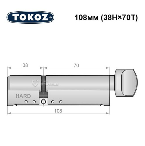 Циліндр TOKOZ Pro400 108T (38H*70T) (H - гартована сторона) нікель матовий - Фото №5