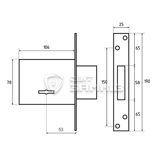 Механизм замка MOTTURA 40.701500053 (BS53мм) ключ 30 мм - Фото №5