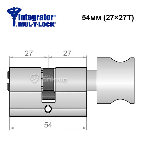 Цилиндр MUL-T-LOCK Integrator 54T (27*27T) никель сатин - Фото №6