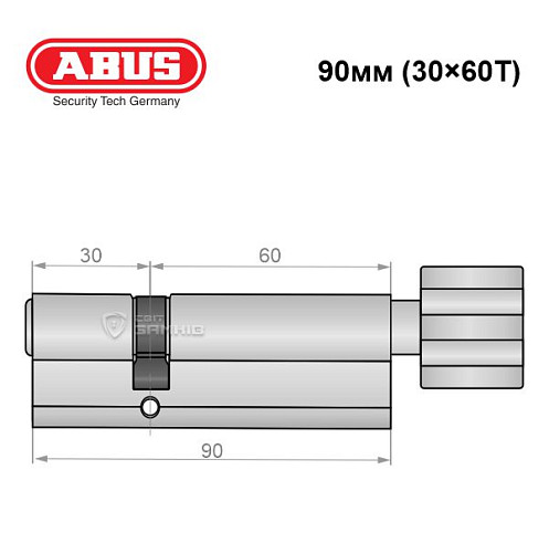 Цилиндр ABUS S60P 90T (30*60T) никель - Фото №7