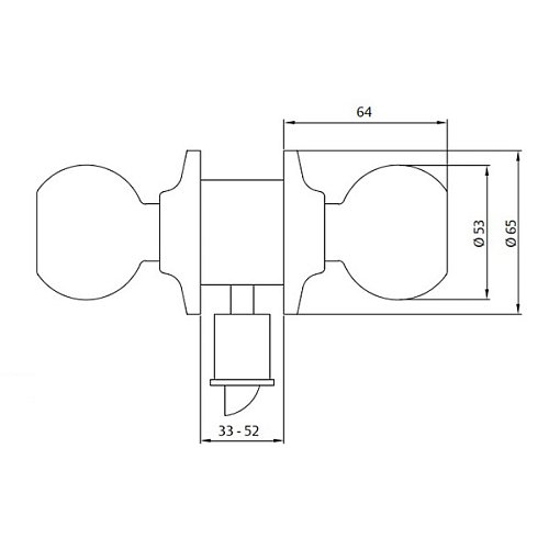 Ручка-защелка TESA Bola (BS60/70мм) WC матовый хром - Фото №3
