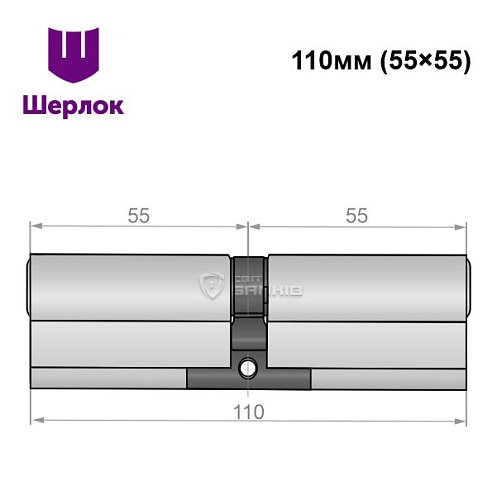 Циліндр SHERLOCK HK 110 (55*55) нікель сатин - Фото №5