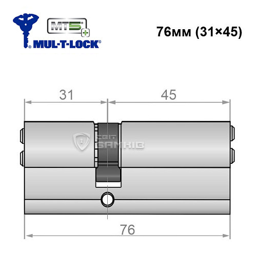 Циліндр MUL-T-LOCK MTL800/MT5+ 76 (31*45) нікель сатин - Фото №5