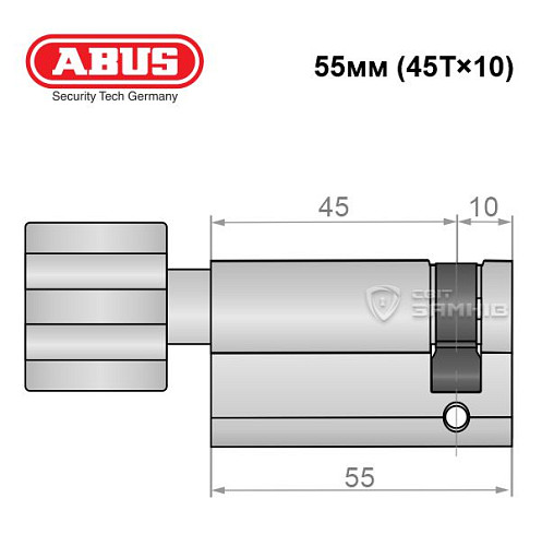 Цилиндр половинка ABUS X12R 55T (45T*10) никель сатин - Фото №2