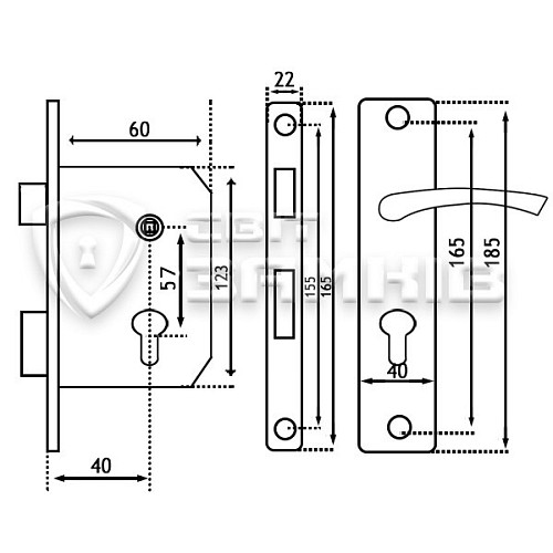 Комплект замка BAODELI 8541-32 (BS40*57мм) AB бронза - Фото №3