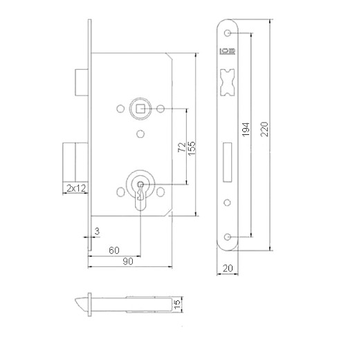 Механизм замка LOB Z-76B (BS60*72мм) цинк - Фото №2