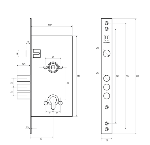 Механізм замка SHERLOCK 252R (BS60*85мм) - Фото №4
