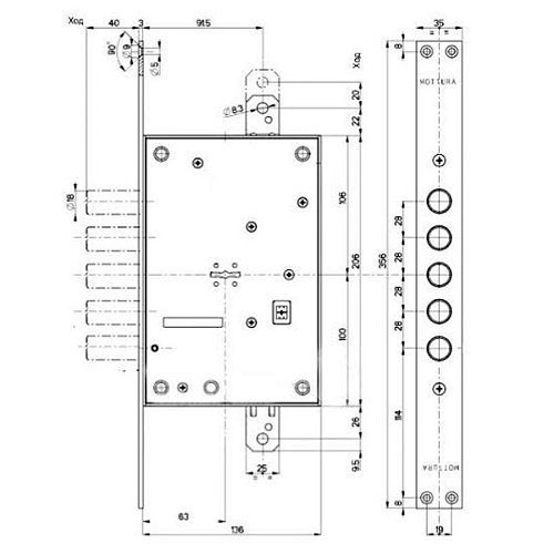 Механизм замка MOTTURA 52.783DM2856CR (BS66мм) ключ 60мм - Фото №4