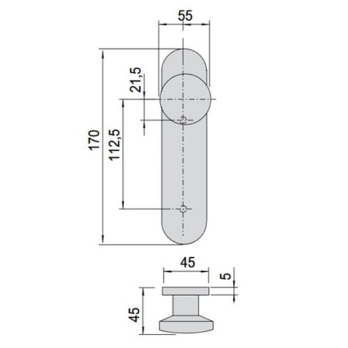 Ручка на планке для врезной антипаники CISA 07076.23 фиксированная черная глухая - Фото №6