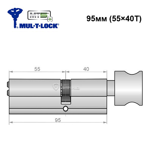 Циліндр MUL-T-LOCK MTL800/MT5+ 95T (55*40T) нікель сатин - Фото №5