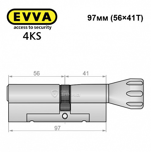 Цилиндр EVVA 4KS 97T (56*41T) никель сатин 5 ключей - Фото №8