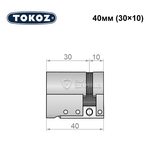 Циліндр половинка TOKOZ Pro300 40 (30*10) нікель матовий - Фото №5