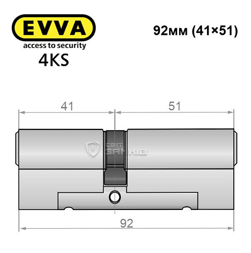 Циліндр EVVA 4KS 92 (41*51) нікель сатин 3 ключі - Фото №4