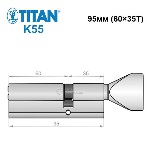 Циліндр TITAN K55 95T (60*35T) нікель сатин - Фото №6