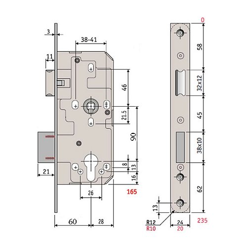 Механізм замка SANTOS 790 (BS60*90мм) матовий хром - Фото №7