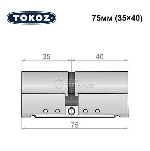 Циліндр TOKOZ Pro300 75 (35*40) нікель матовий - Фото №5
