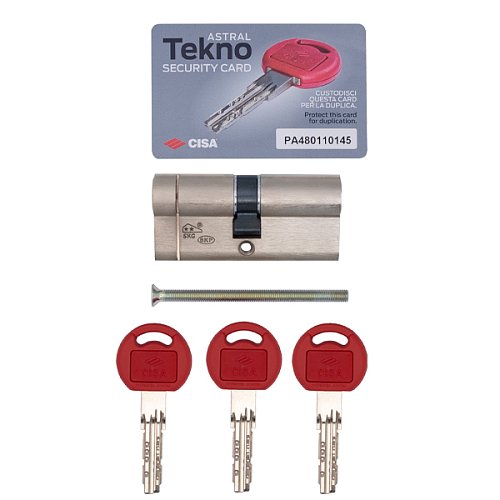 Цилиндр CISA Astral Tekno PRO 80 (40*40) никель матовый 3 ключа - Фото №8
